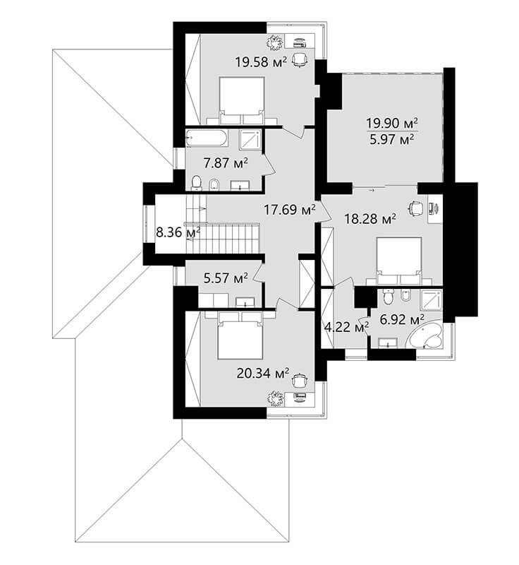 План помещений второго этажа