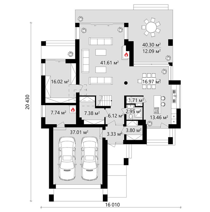 План помещений первого этажа